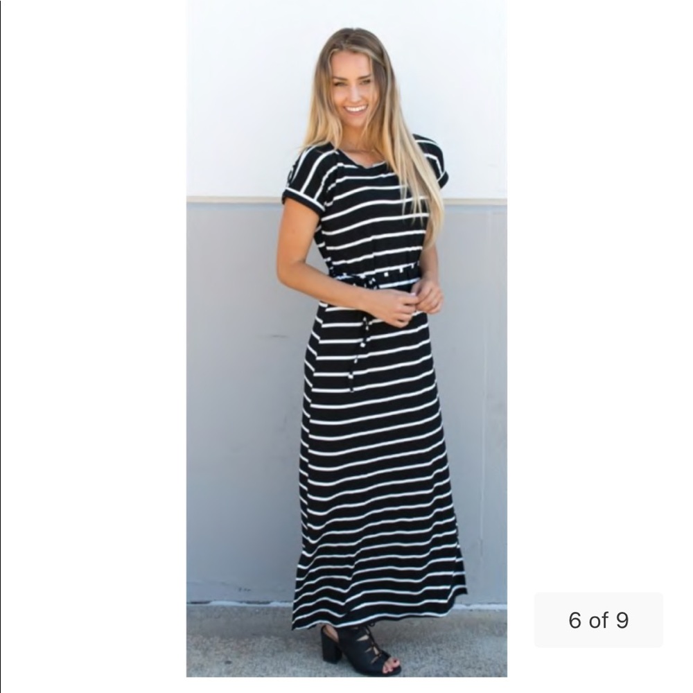 Black & White Striped Maxi Dress
